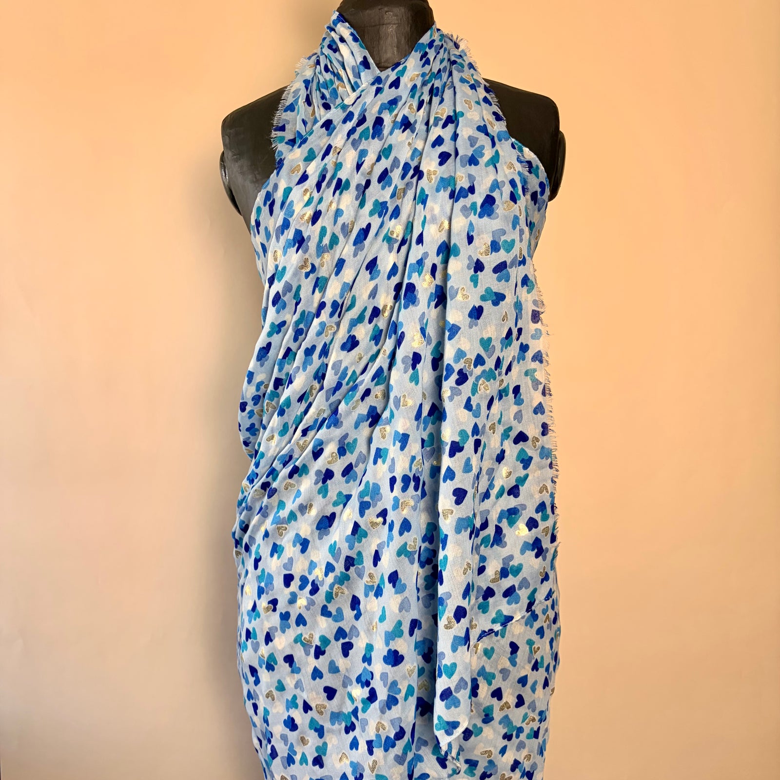 Lightweight long scarf/sarong with heart design 'ST. IVES'