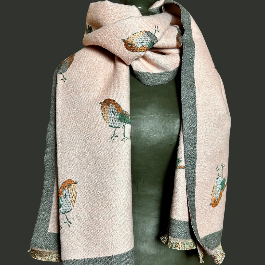 Robin print reversible long scarf 'KNIGHTSBRIDGE'