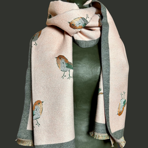 Robin print reversible long scarf 'KNIGHTSBRIDGE'