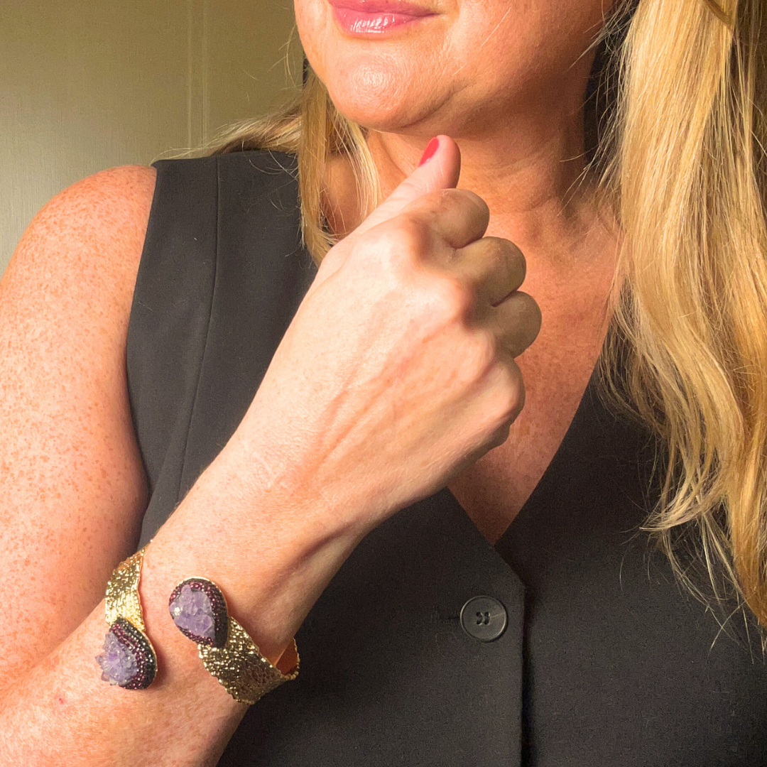 CHRISTINE handmade brass gemstone wrap bracelet