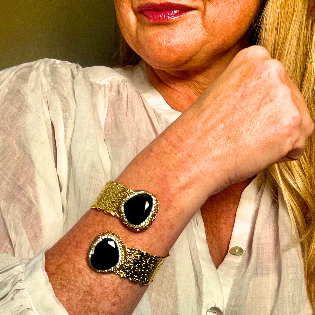 CHRISTINE handmade brass gemstone wrap bracelet