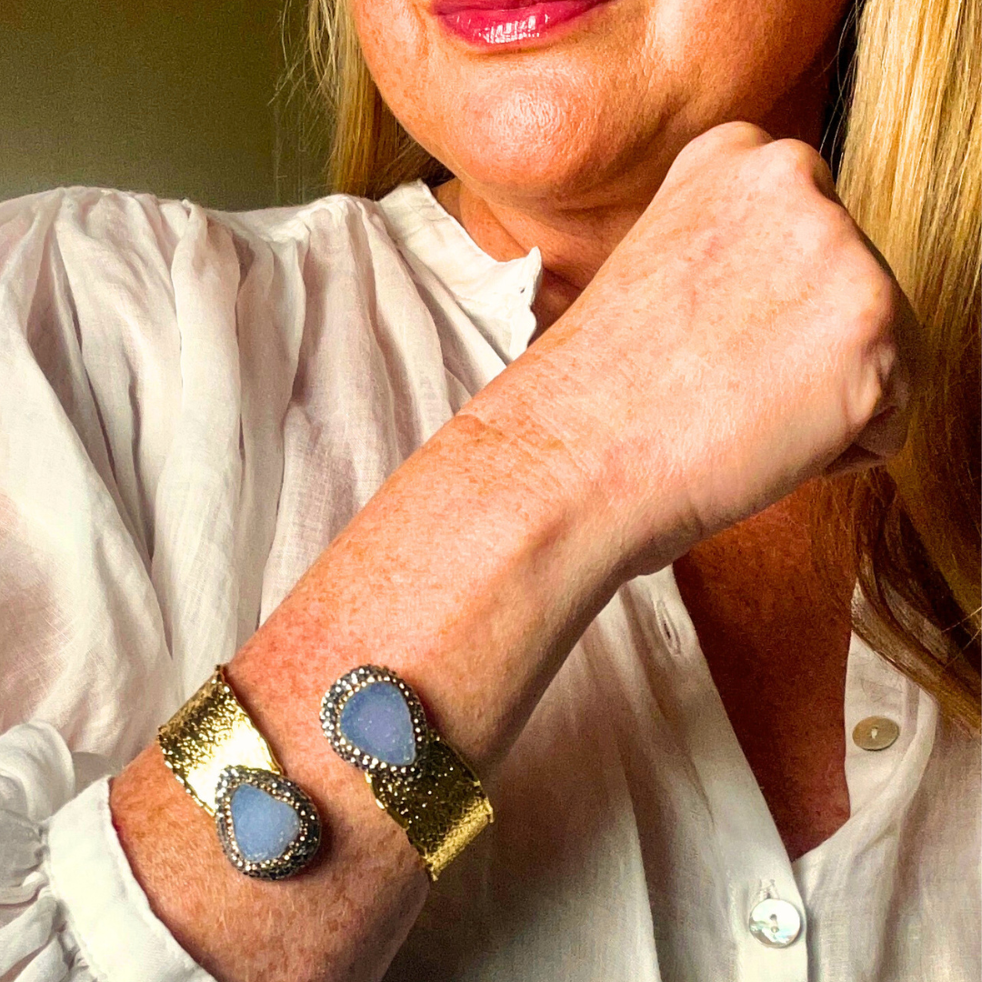 CHRISTINE handmade brass gemstone wrap bracelet