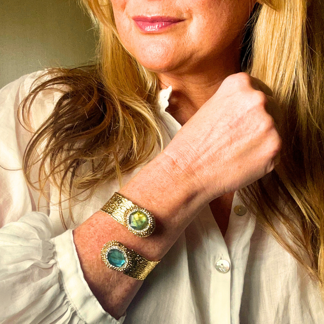 CHRISTINE handmade brass gemstone wrap bracelet