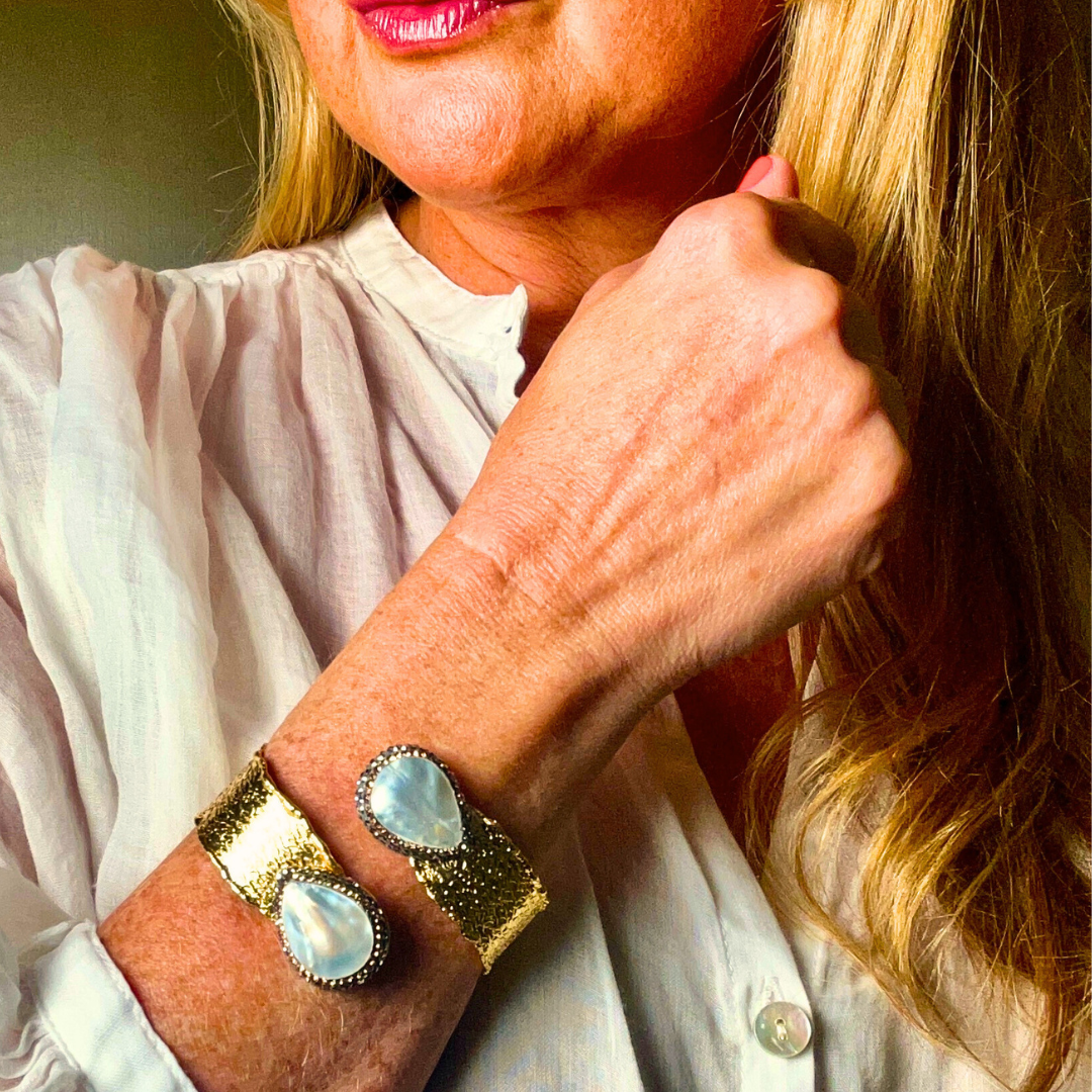 CHRISTINE handmade brass gemstone wrap bracelet