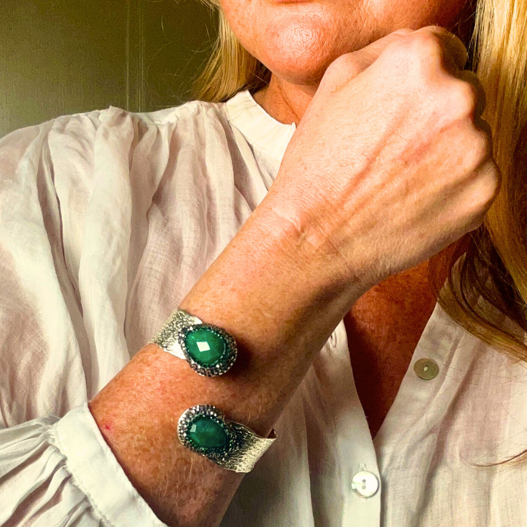 CHRISTINE handmade brass gemstone wrap bracelet