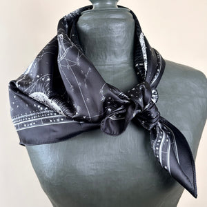 Square silky scarf with celestial design 'CHILHAM'