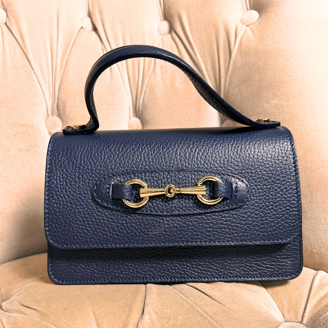 FIRENZE small leather handbag with gold horse bit design