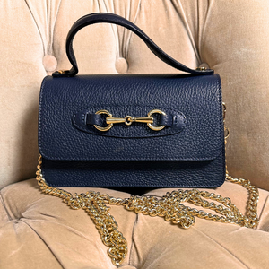 FIRENZE small leather handbag with gold horse bit design