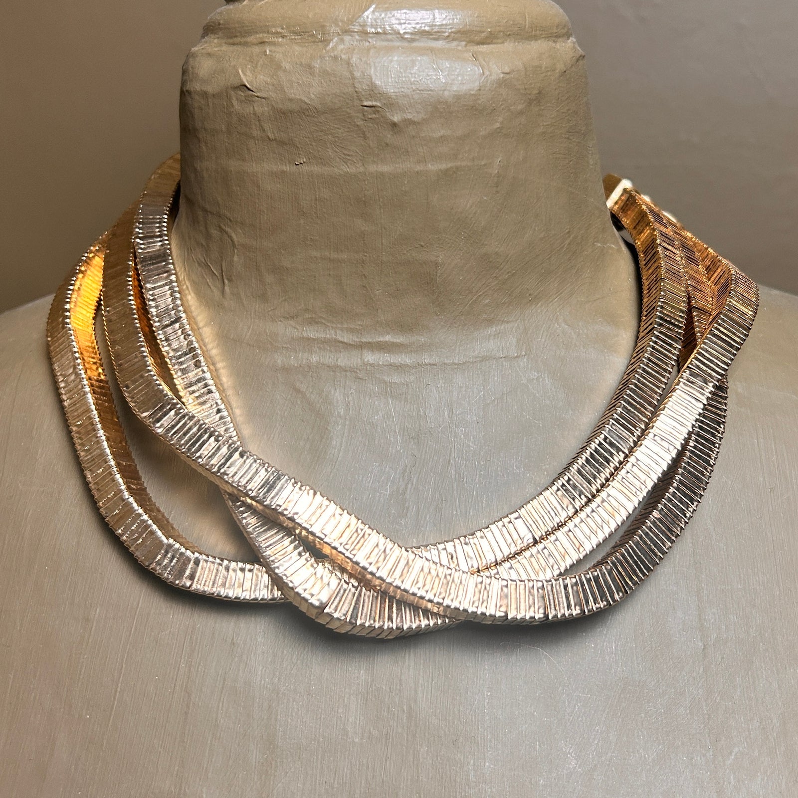 Chunky triple metal chain choker necklace 'JOANIE'