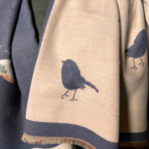 KNIGHTSBRIDGE robin print reversible long scarf