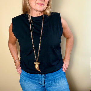 Nyx - long chain necklace with horn pendant