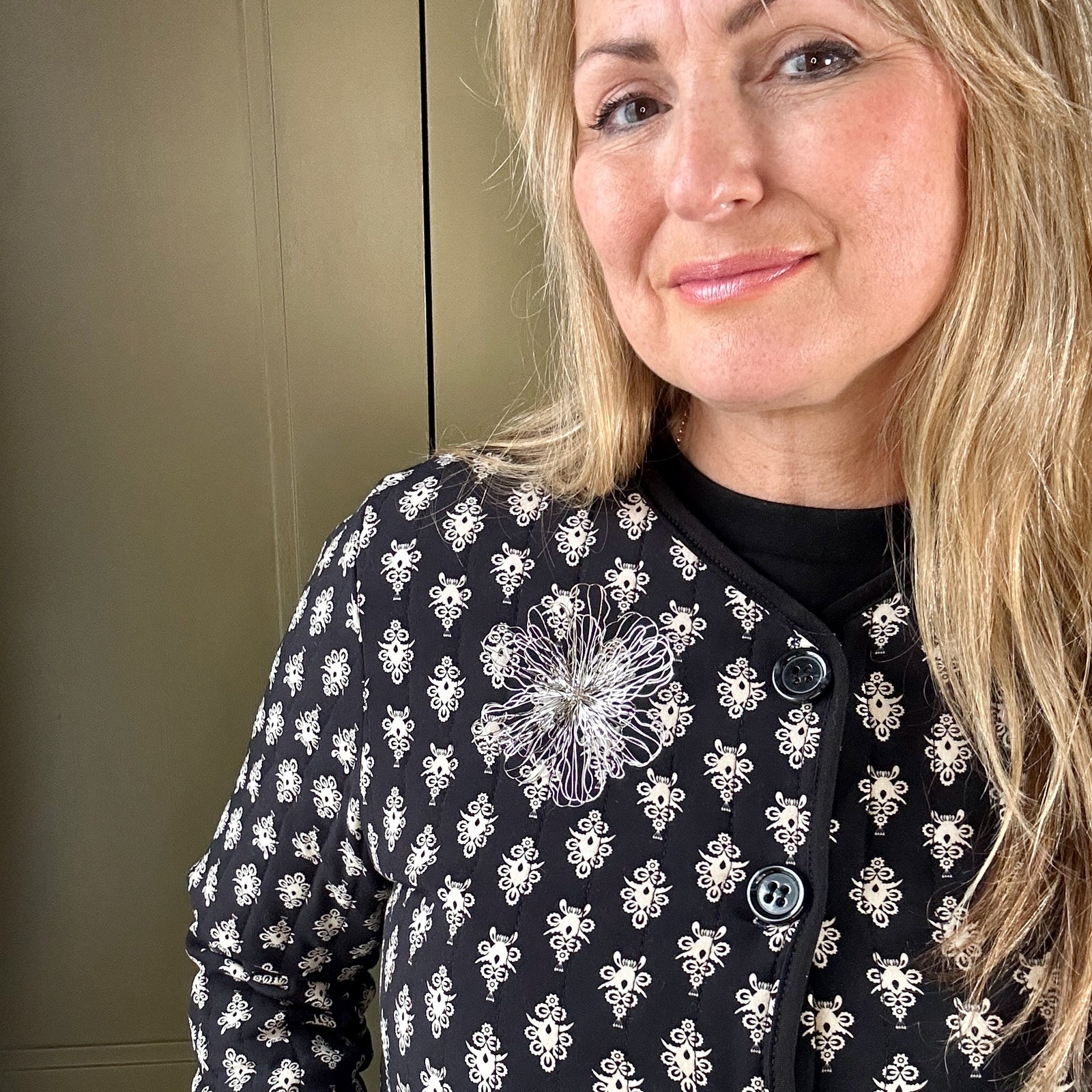 MARJORIE steel filigree flower brooch