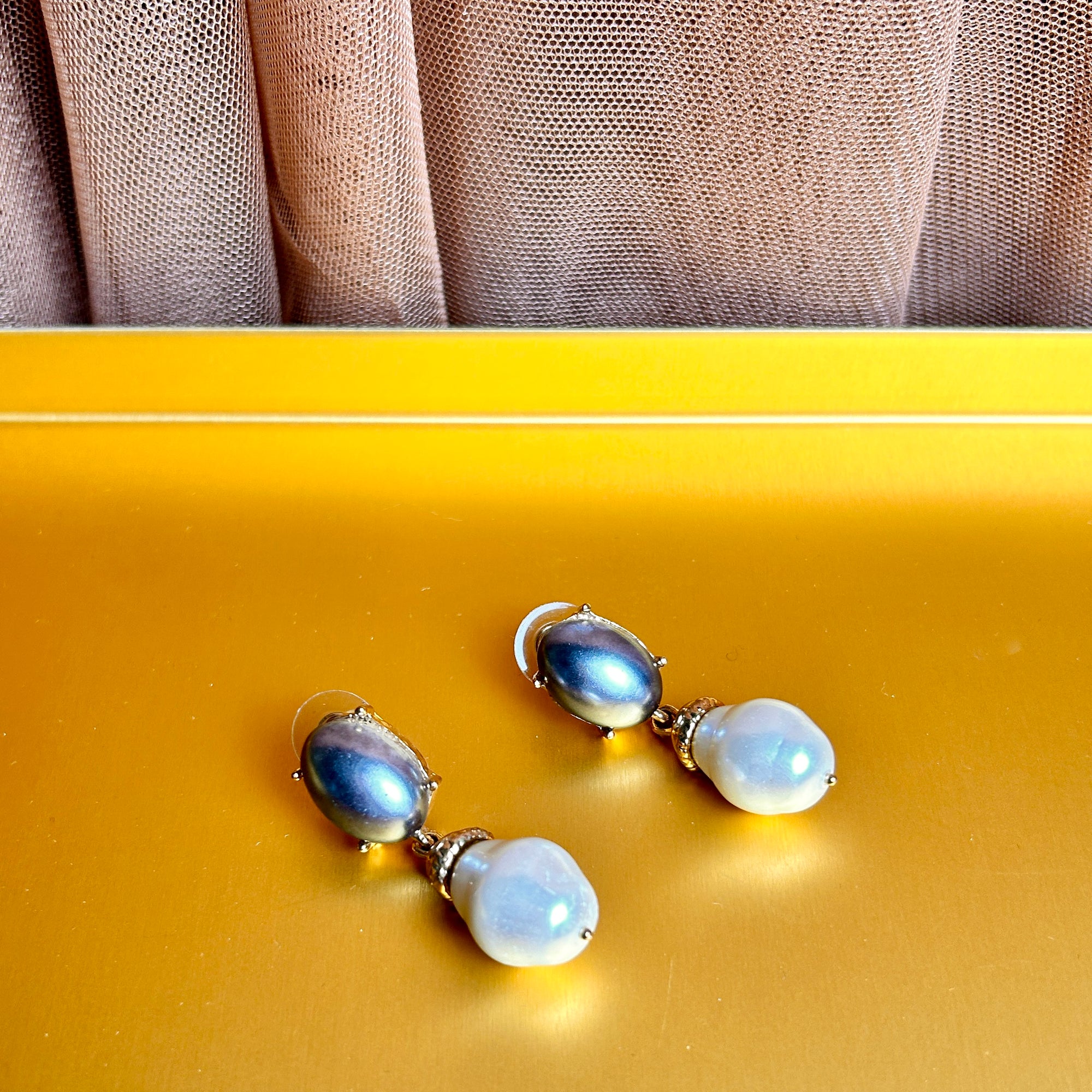 'Krystle' double pearl drop earrings