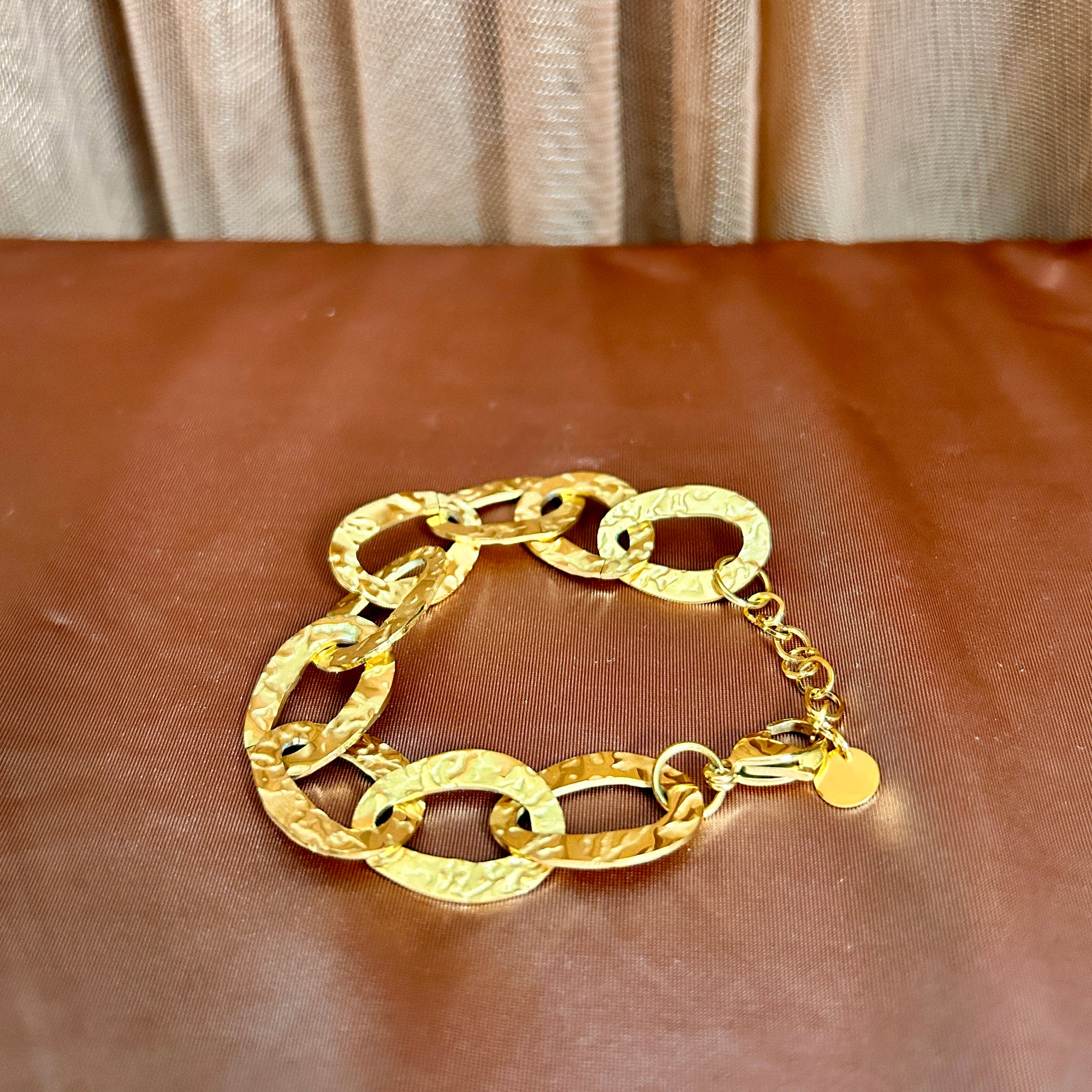 'Mila' hammered steel link bracelet