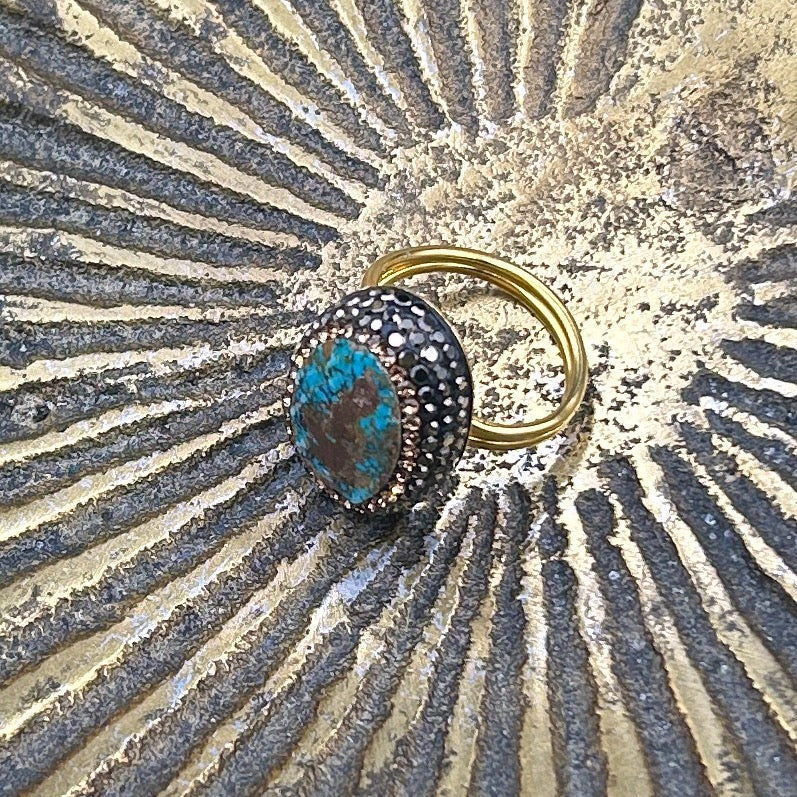 IMOGEN handmade oval cut gemstone and crystal cocktail ring