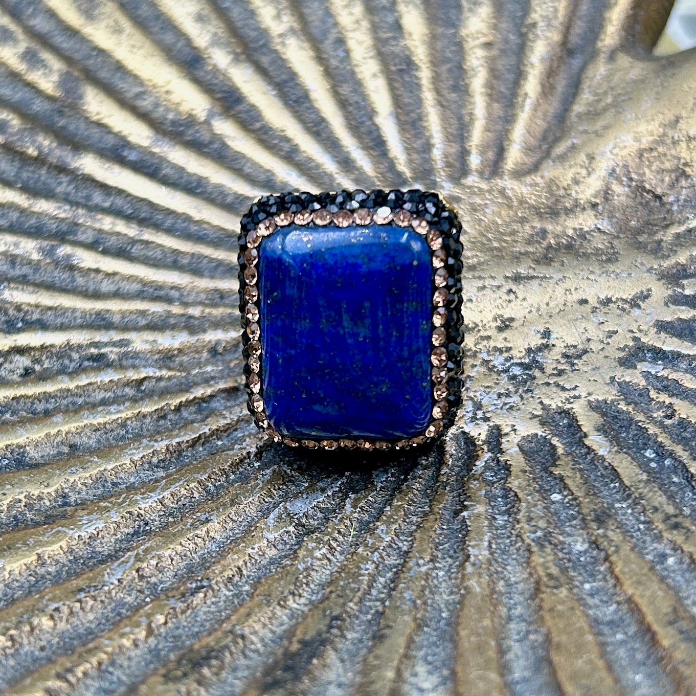 LORNA handmade square cut gemstone and crystal cocktail ring