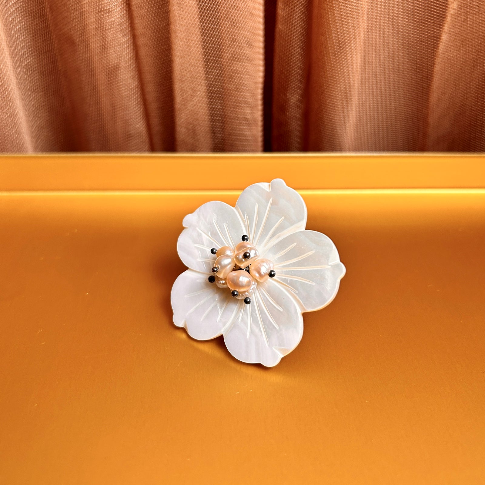 KATE resin and beaded oversized flower cocktail ring