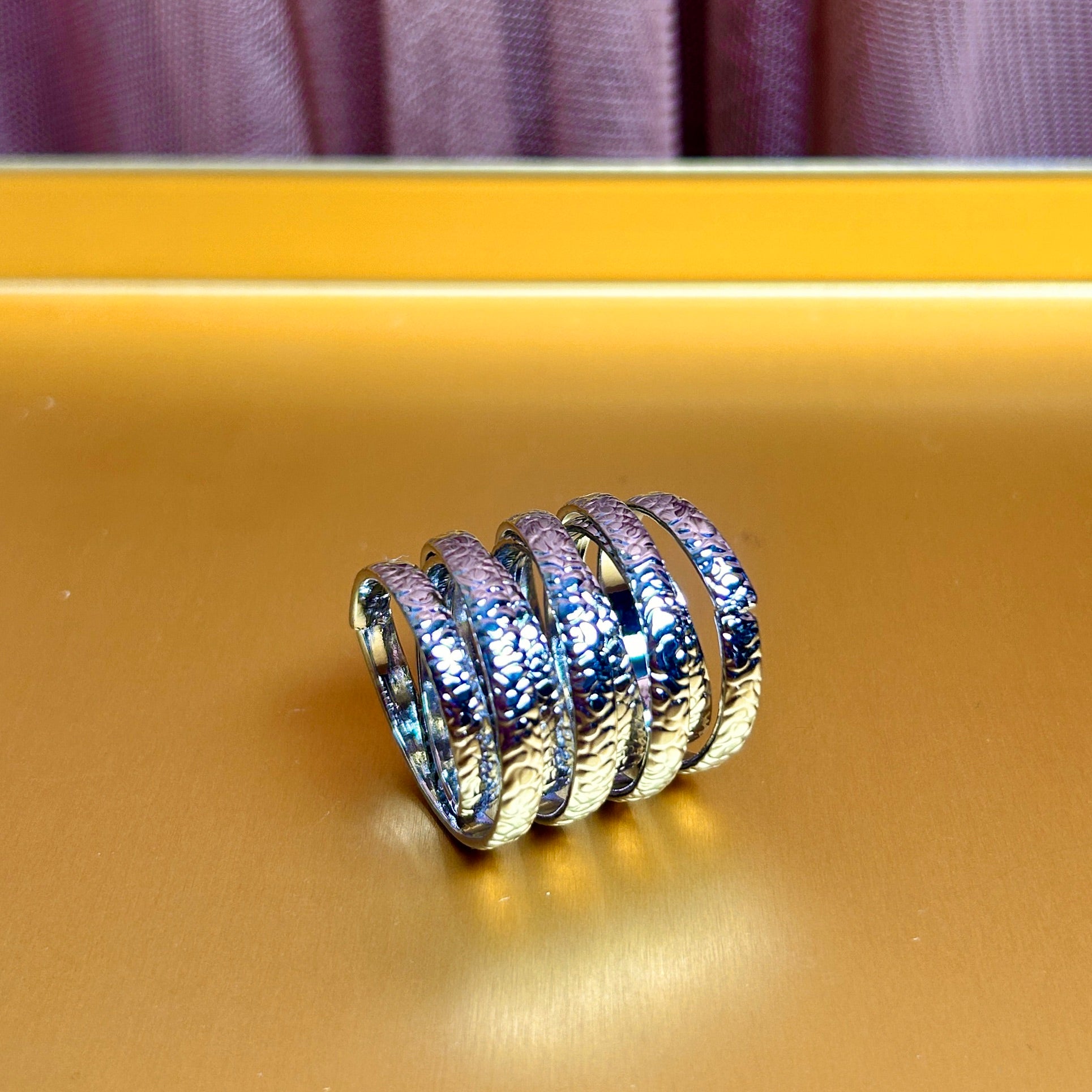 'Dorothy' striped metal ring