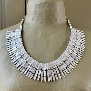 'Apollonia' handmade metal feather statement necklace