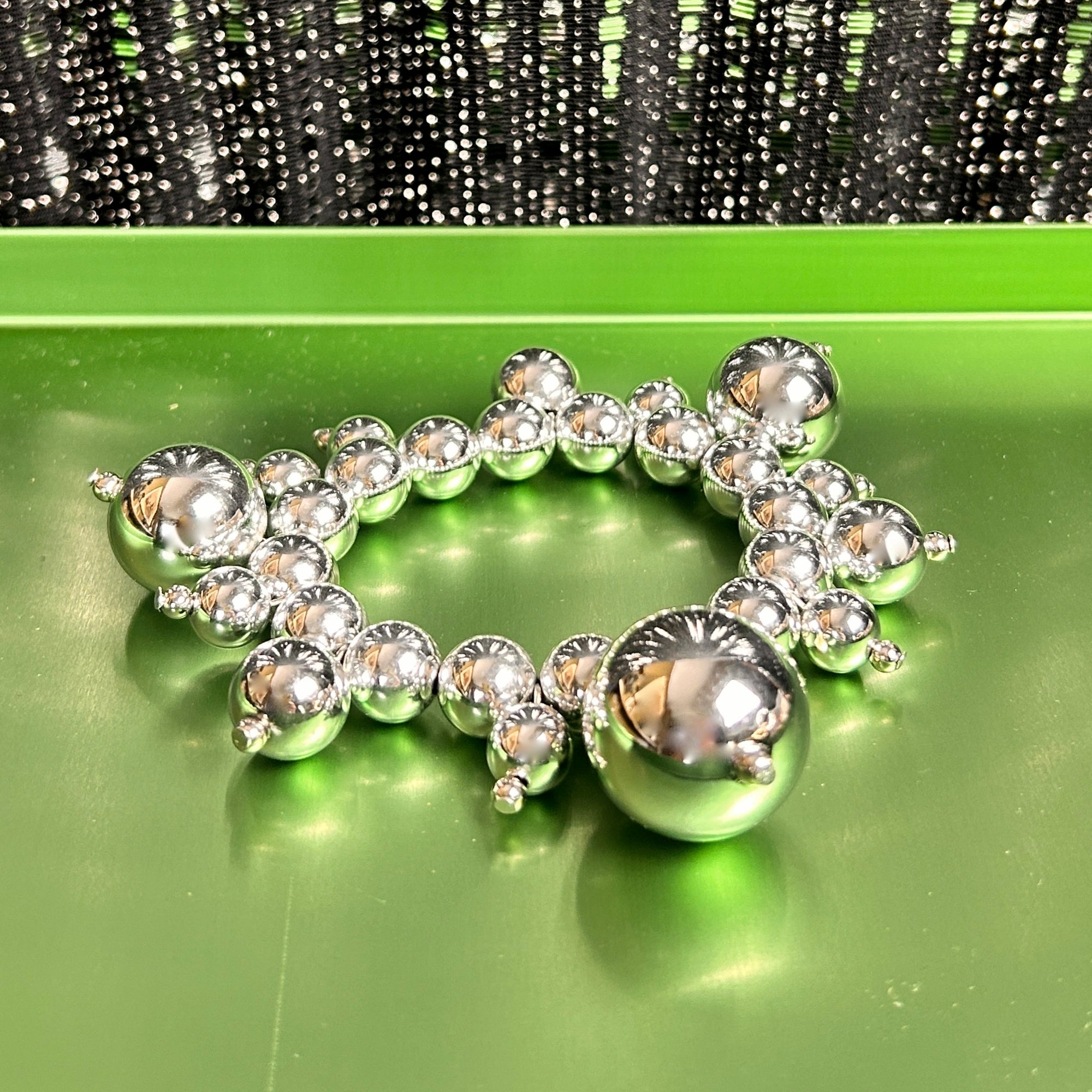 'Tunde' high shine stretch ball bracelet