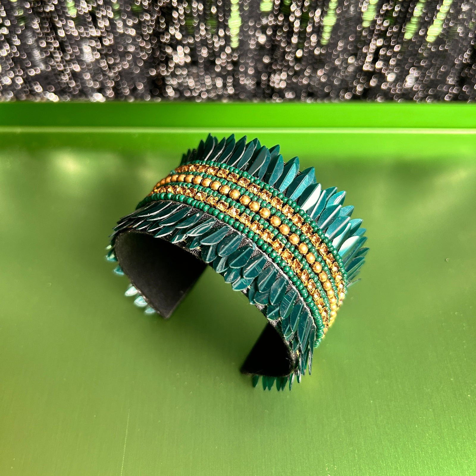GERTRUDE sequin and beaded statement cuff bracelet