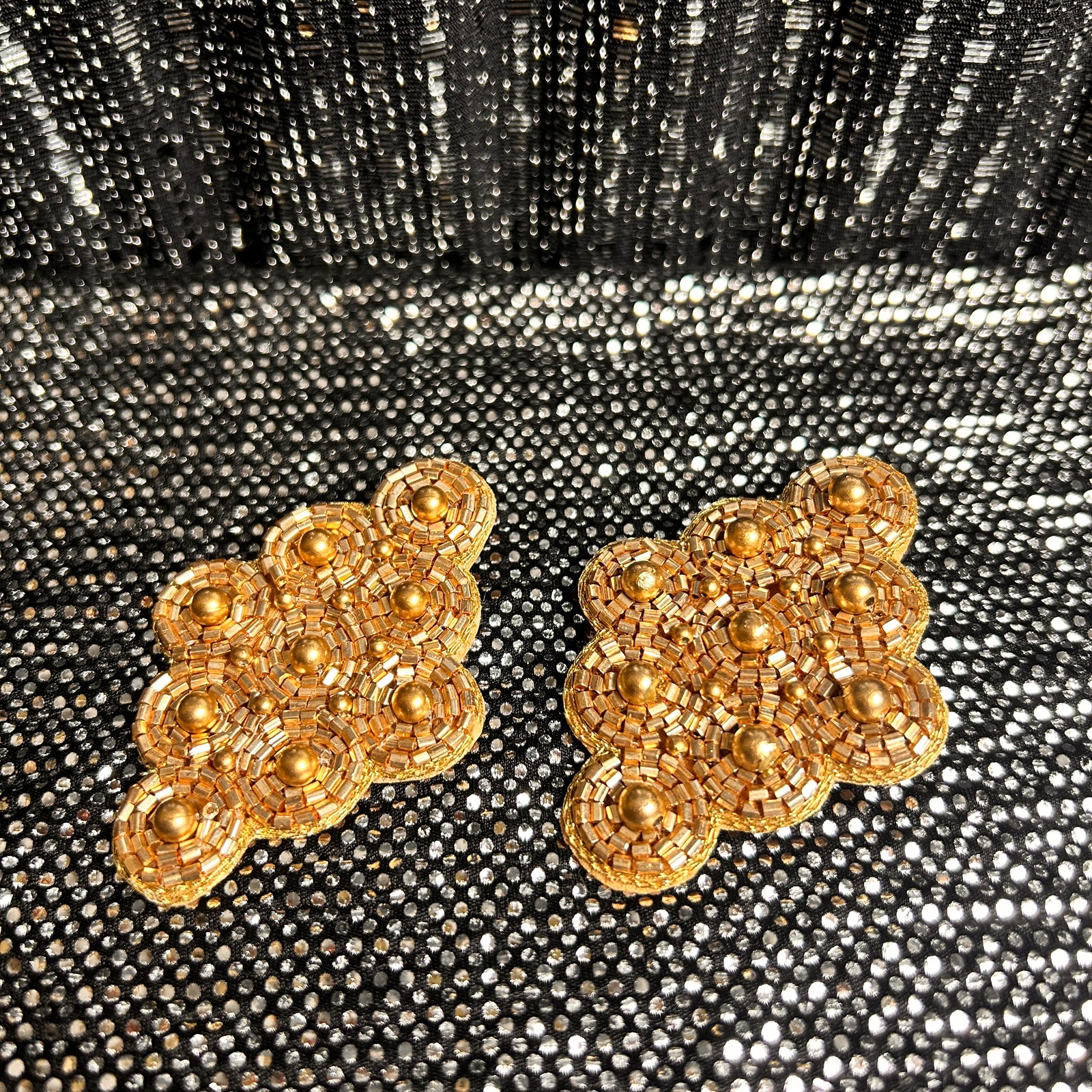 GLORIA bejewelled rhombus shaped statement earrings