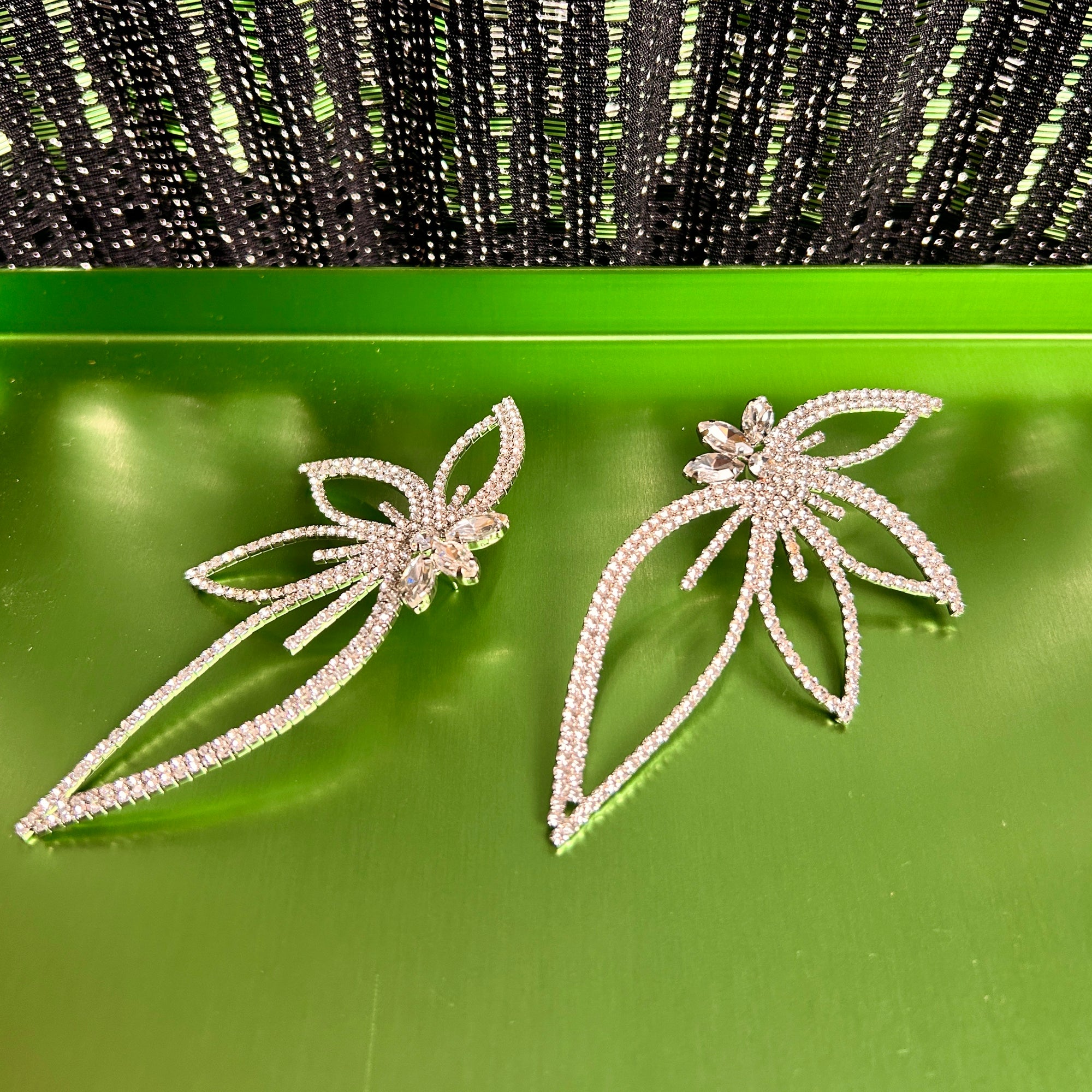 'Selina' half-wing crystal statement earrings