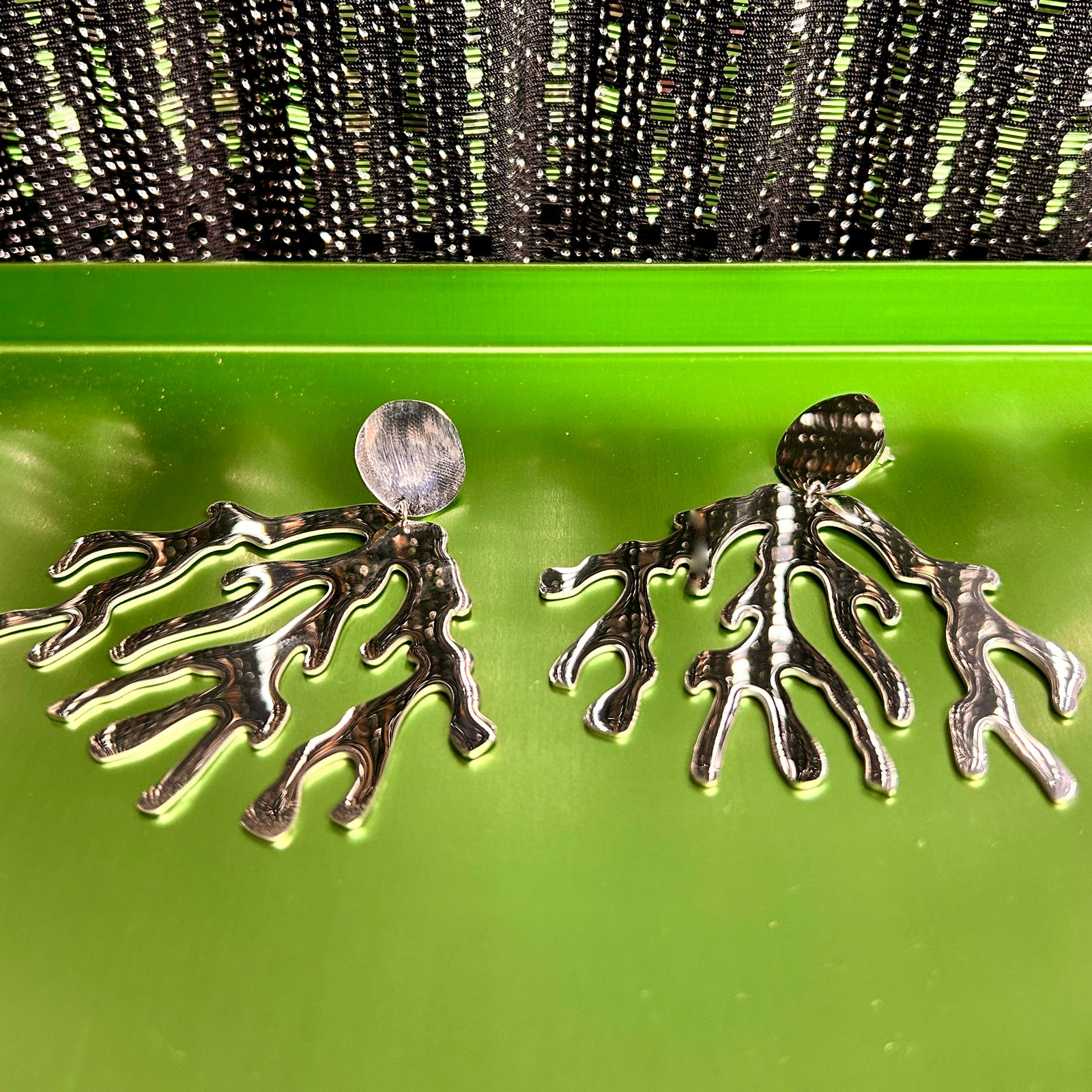 CORAL large metal coral design drop earrings