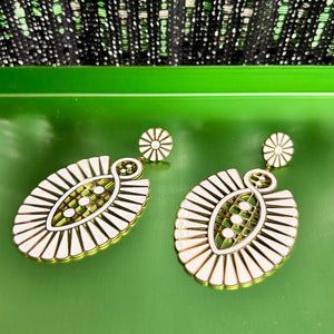 'Beatrice' enamel fan shape drop earrings