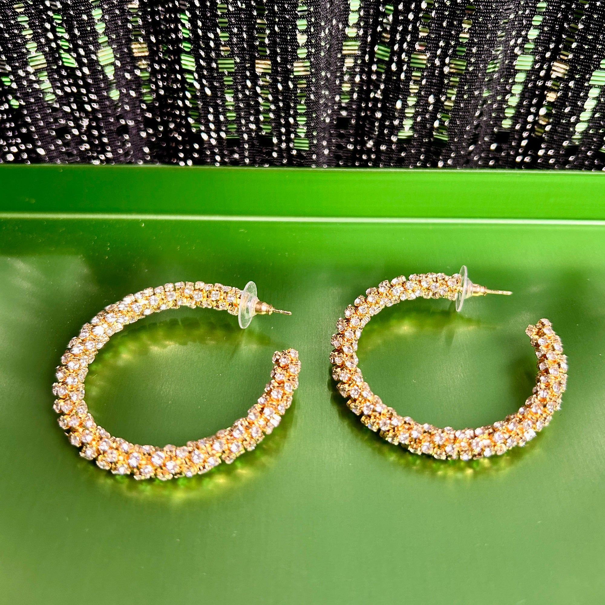 'Lyndsay' large crystal hoop earrings