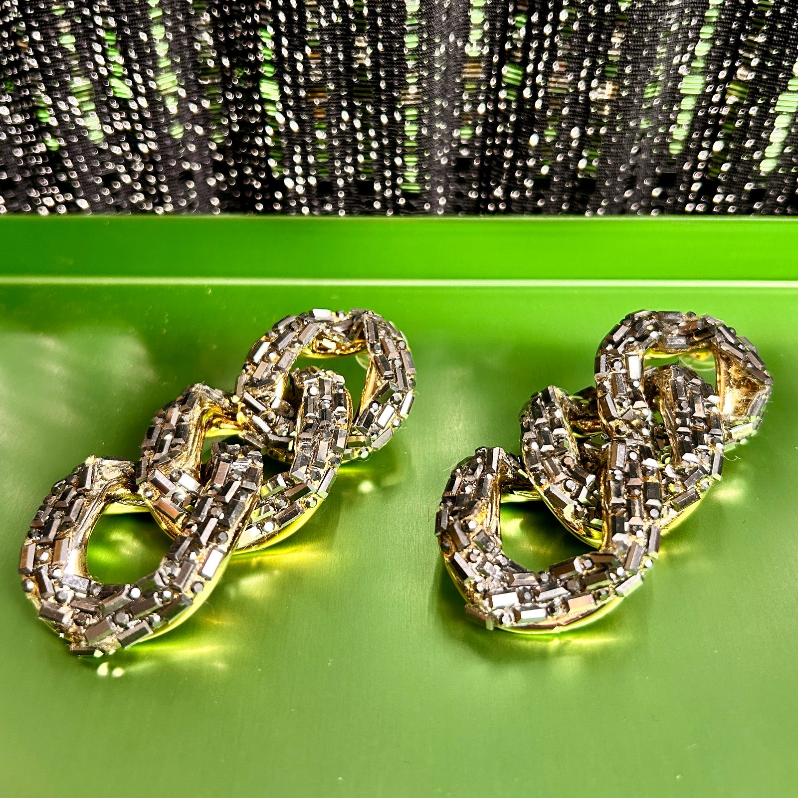 PATSY double link crystal statement earrings