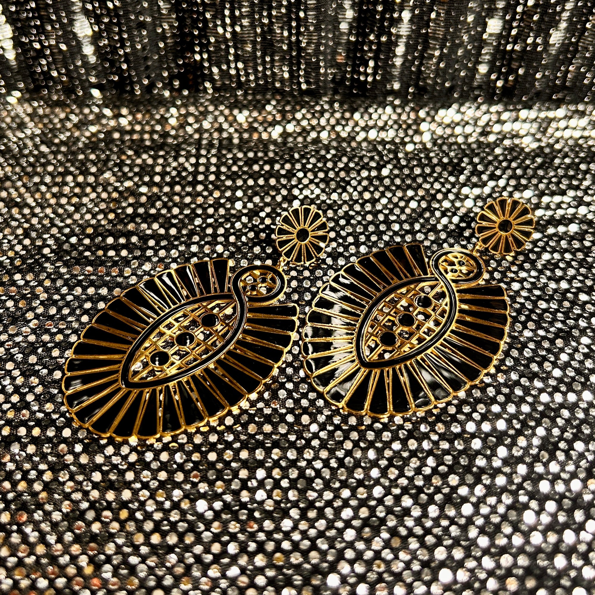 'Beatrice' enamel fan shape drop earrings