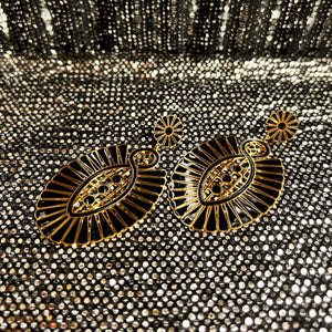 'Beatrice' enamel fan shape drop earrings