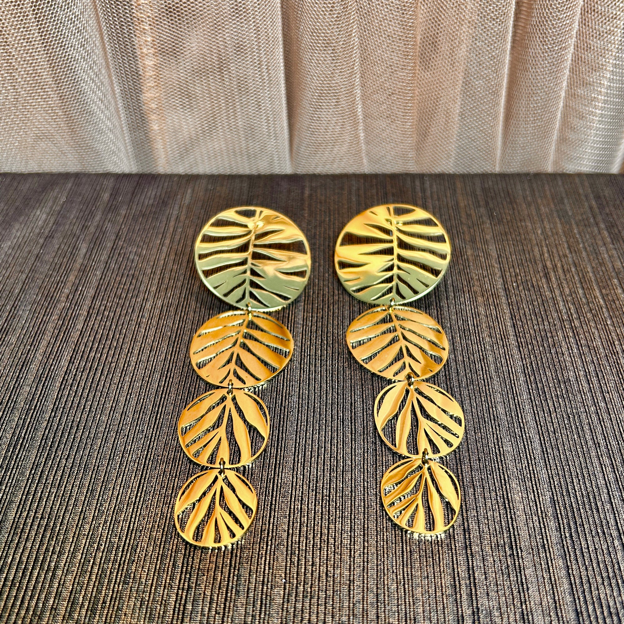 'Muriel' openwork leaf design drop earring