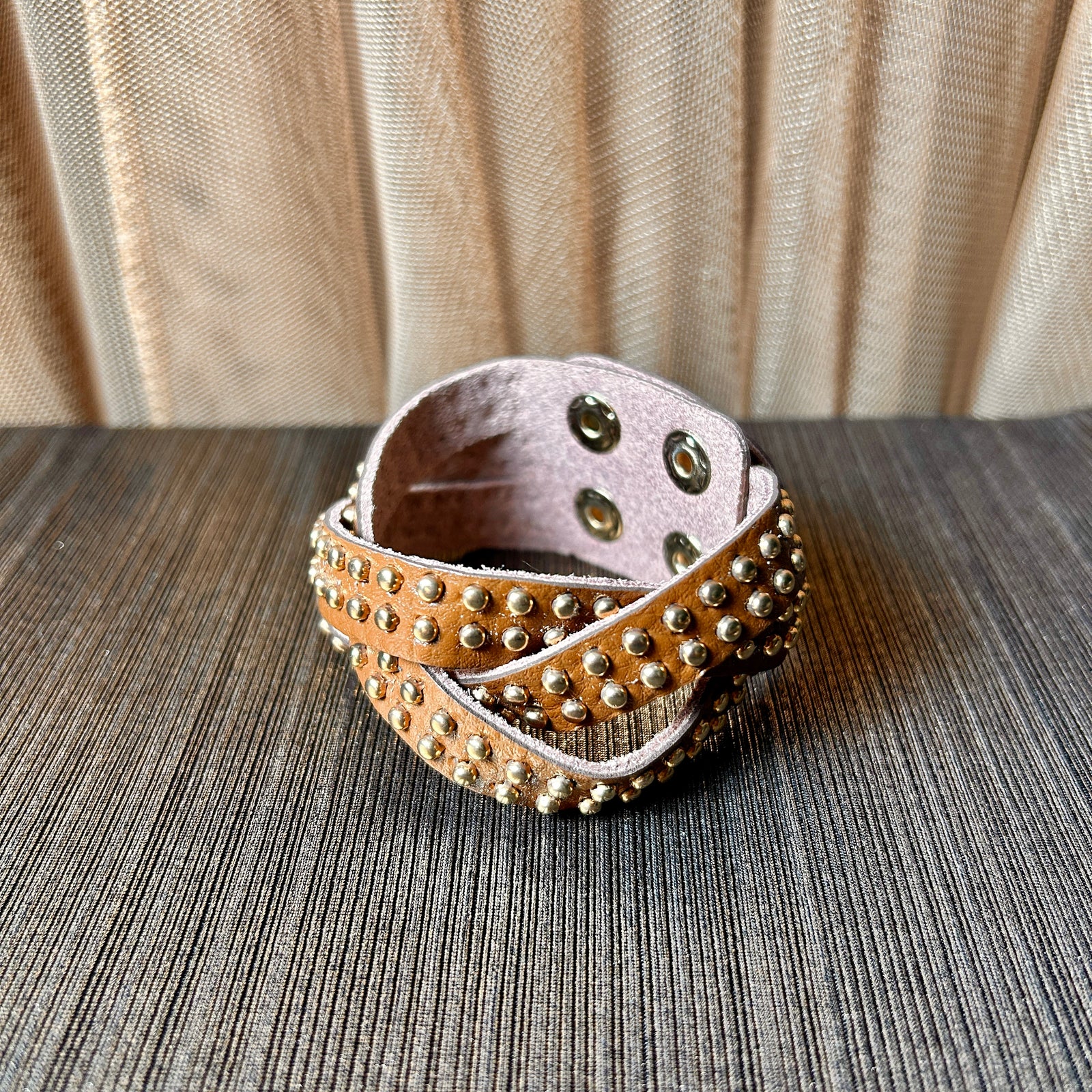 CAMILLA braided leather studded bracelet