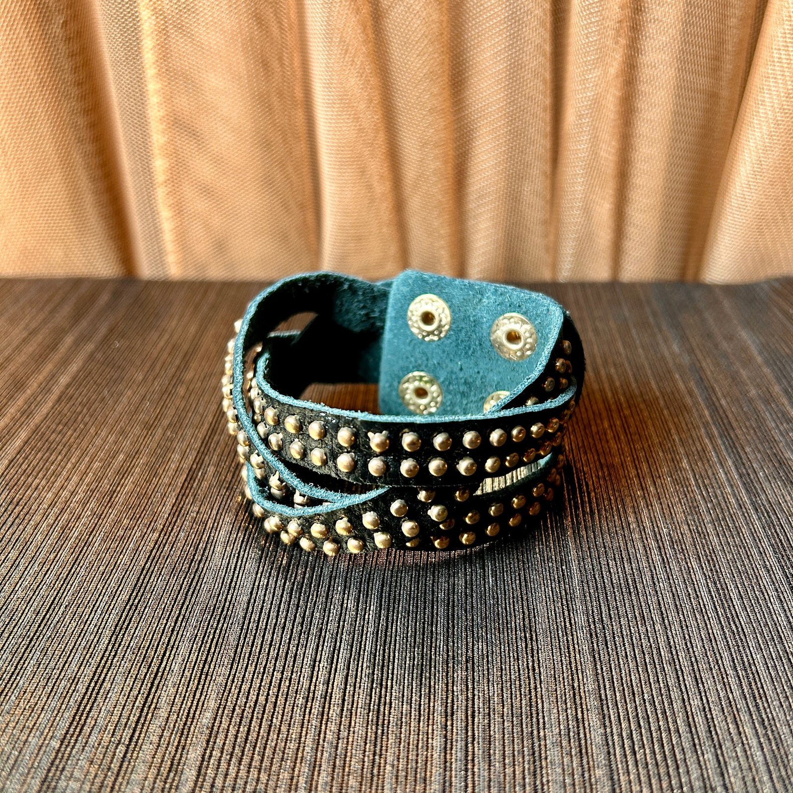 CAMILLA braided leather studded bracelet