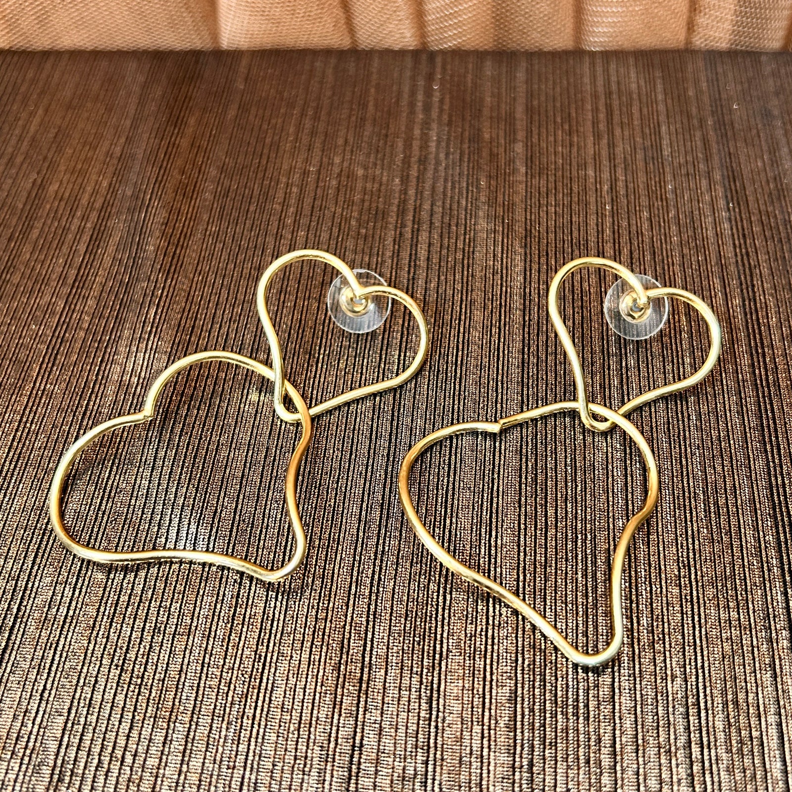 CLAUDIA  double heart metal drop earrings