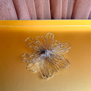 'Marjorie' steel filigree flower brooch