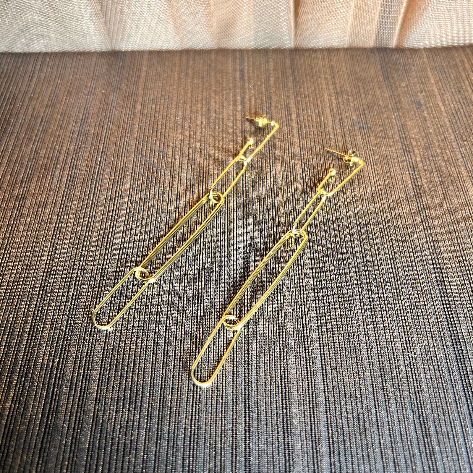 HELENE long paperclip steel earrings