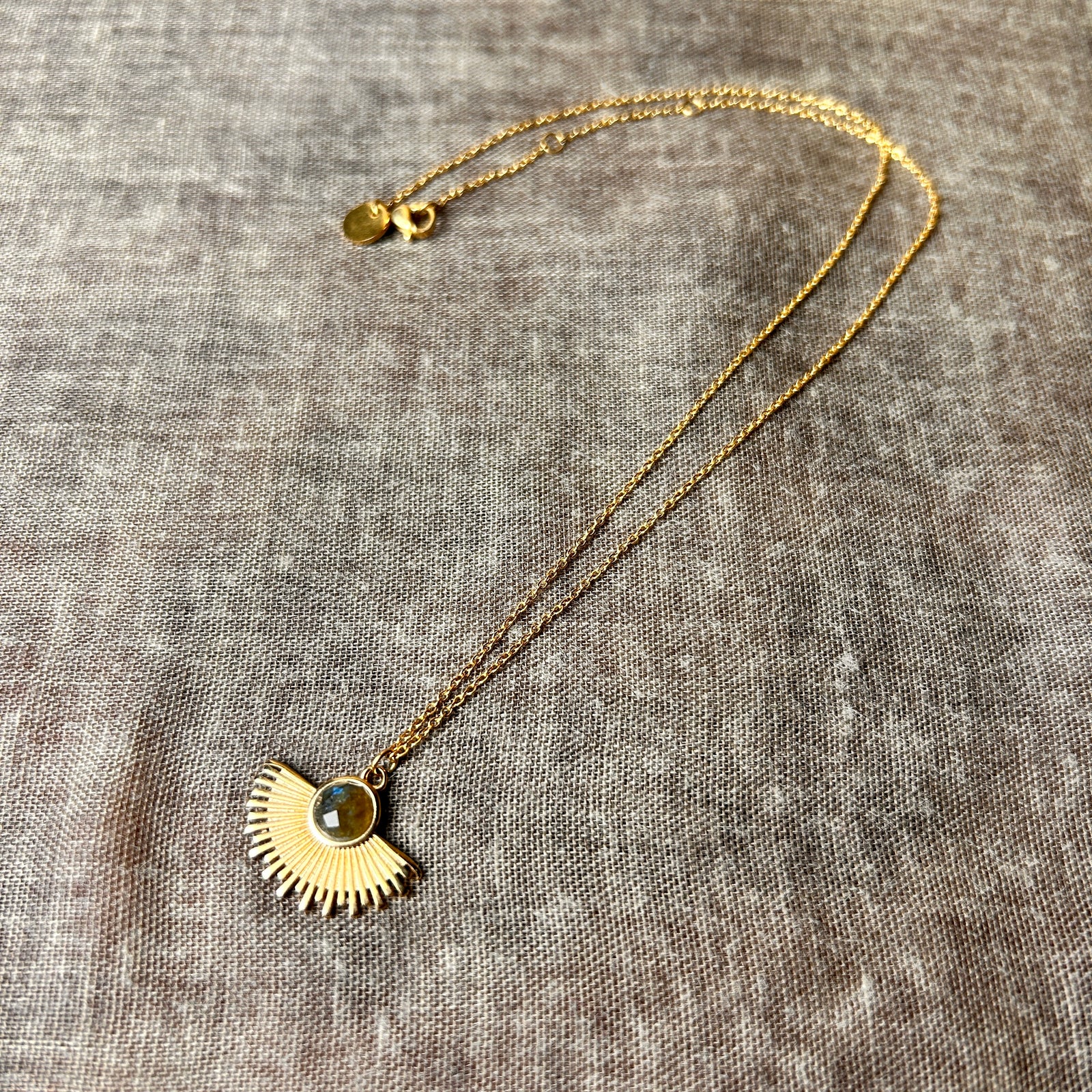 HILDA sun stone short steel necklace