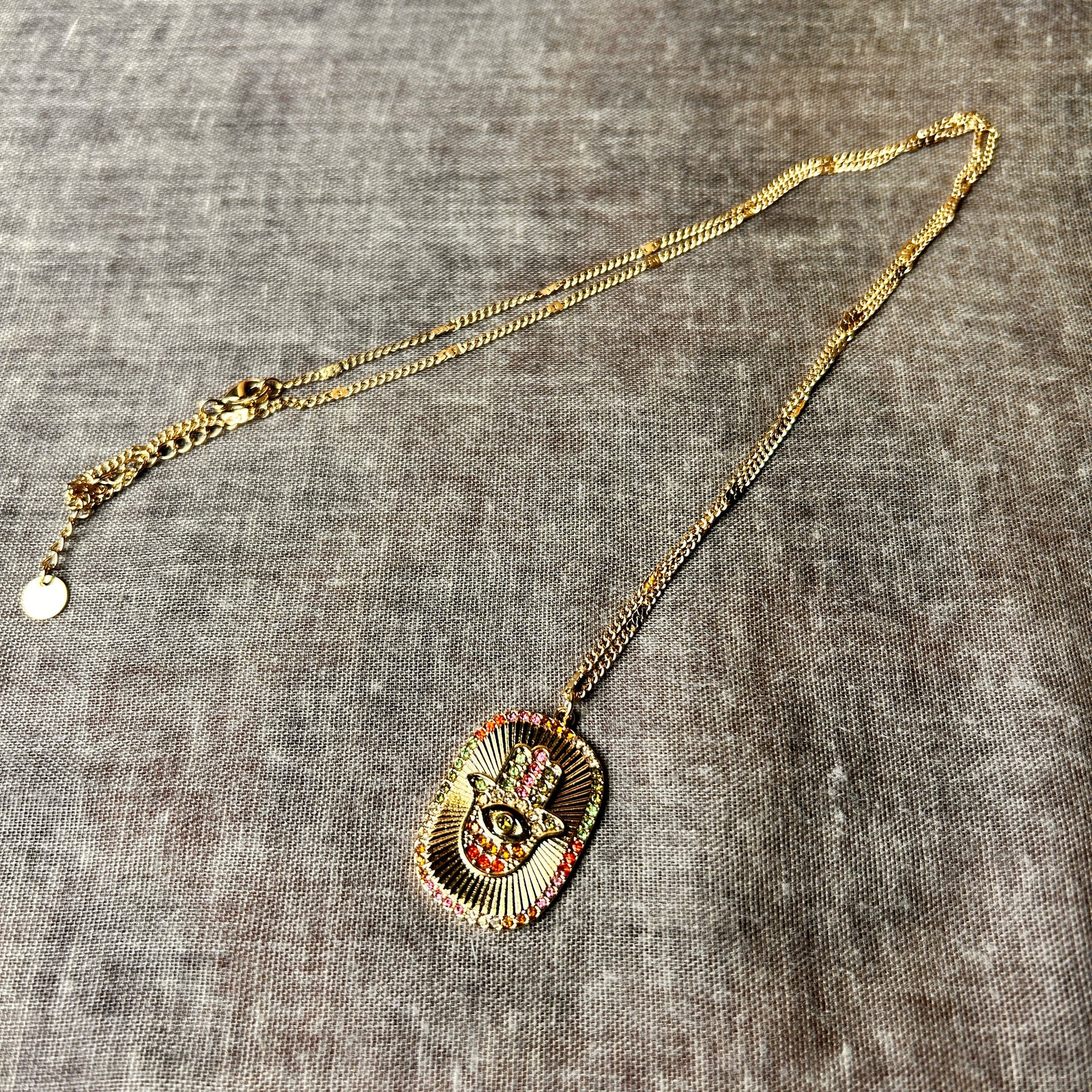 FATIMA crystal hand pendant chain necklace