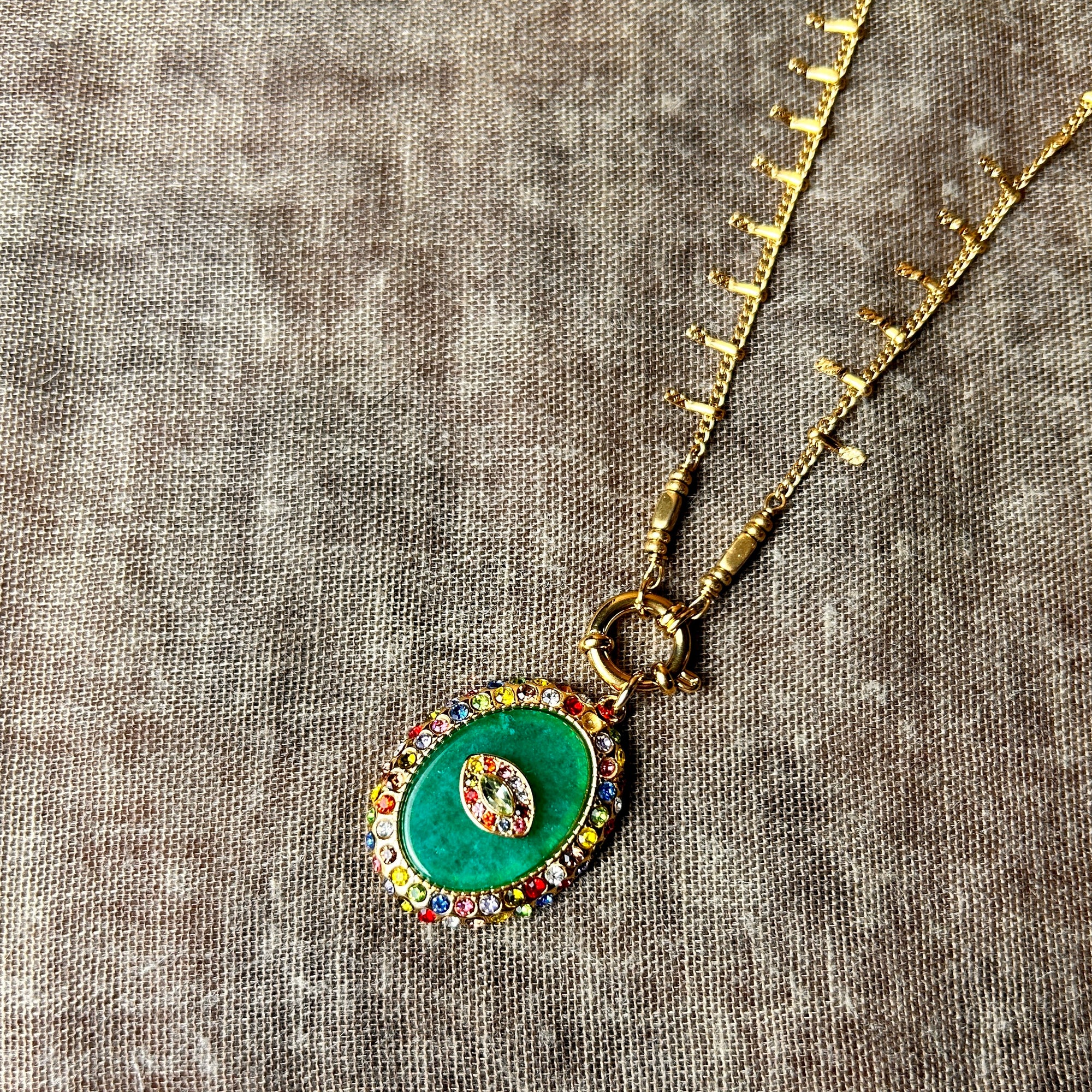 'Maisie' oval eye pendant necklace with spike chain