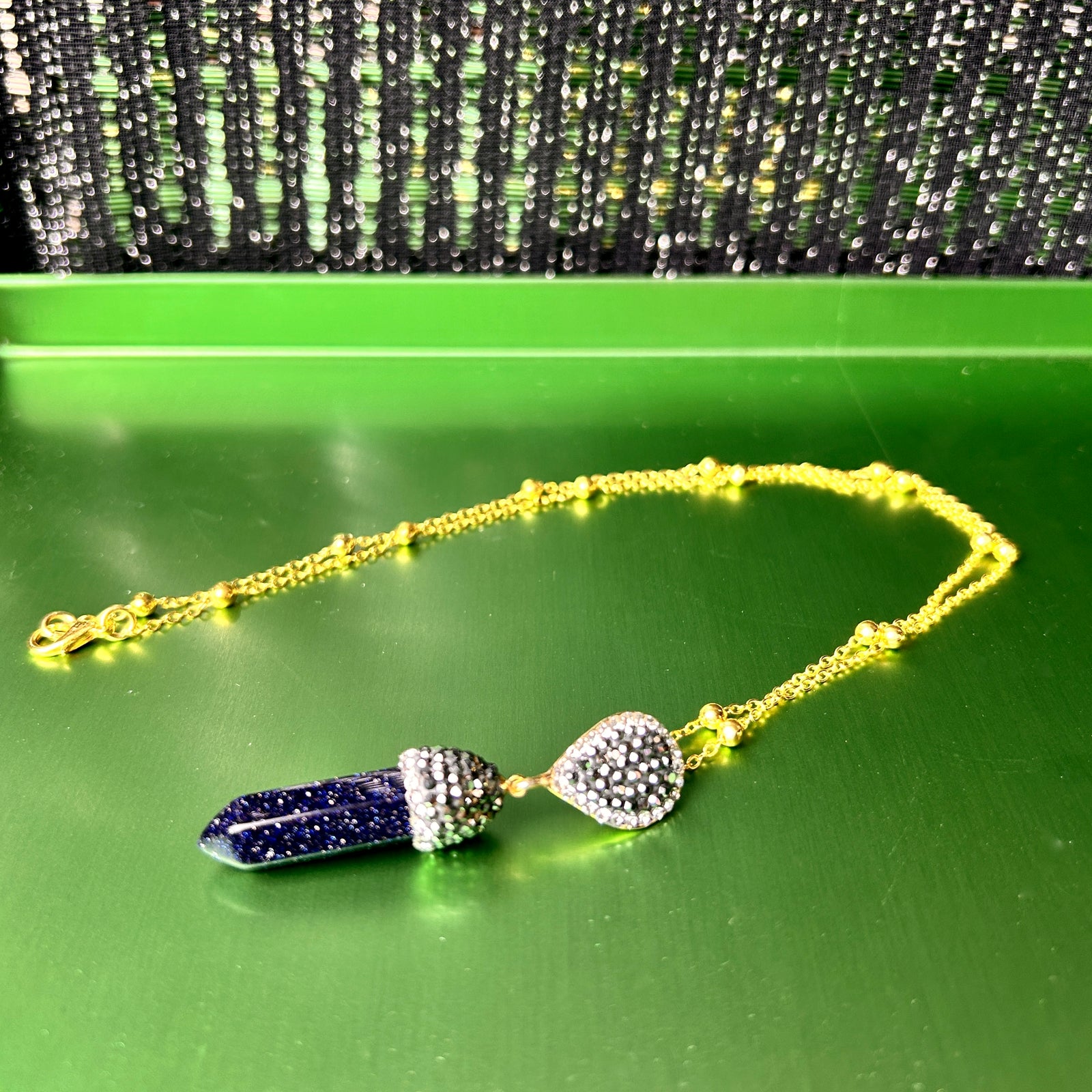 JUDY crystal and gemstone pendant chain necklace