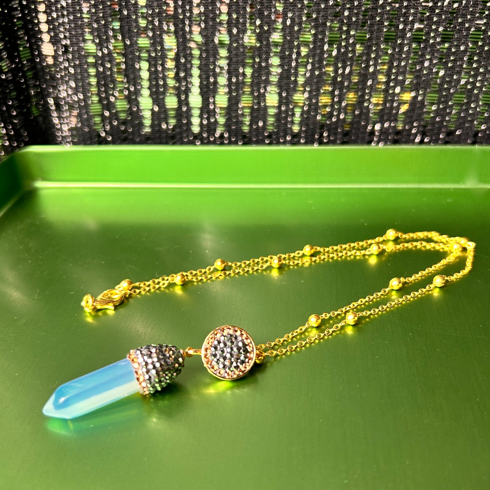 JUDY crystal and gemstone pendant chain necklace