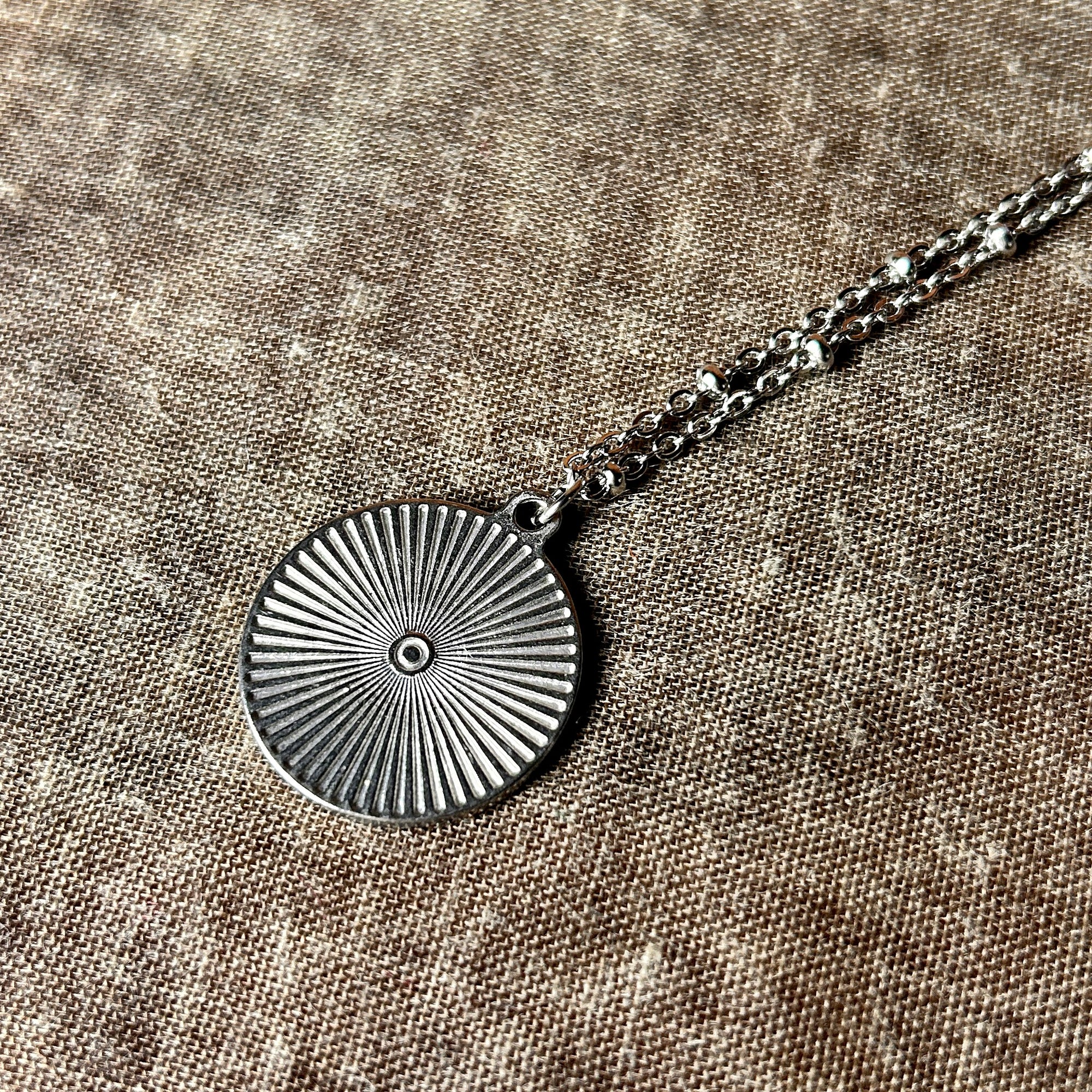 'Elizabeth' steel coin pendant chain necklace