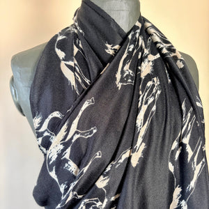 LIghtweight long scarf/sarong with horse design 'LAVENHAM'