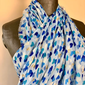 Lightweight long scarf/sarong with heart design 'ST. IVES'