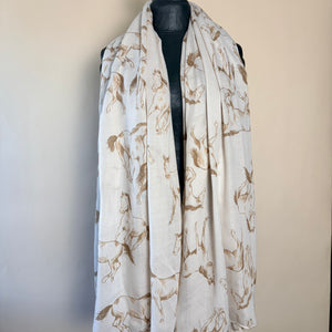Lightweight long scarf/sarong with horse design 'LAVENHAM'