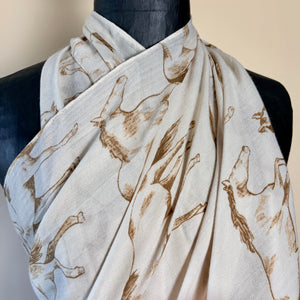 Lightweight long scarf/sarong with horse design 'LAVENHAM'