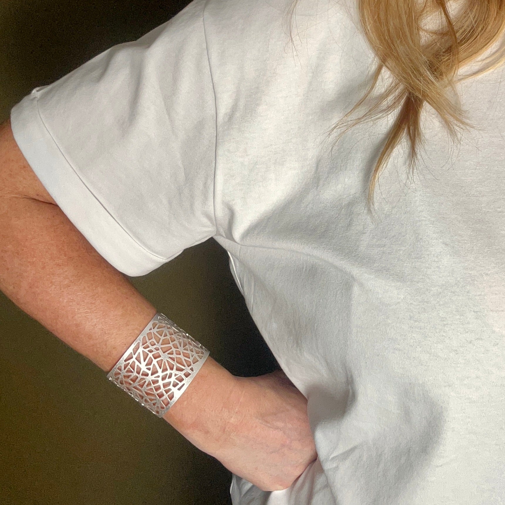 'Marcella' metal openwork geometric cuff bracelet